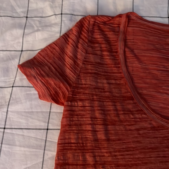 SOLD - NWOT PINK Victoria’s Secret Red & Pink Semi-Sheer Short Sleeve Tee - Picture 2 of 7